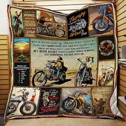 Motorcycle Four Wheels Move The Body Two Wheels Move The Soul Quilt Blanket Great Customized Blanket Gifts For Birthday Christmas Thanksgiving and Home Decor