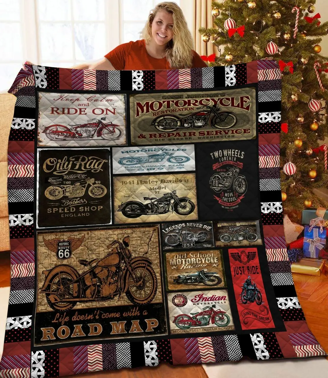 Motorcycle JFJ10146 3D Customized Quilt 2707 and Home Decor