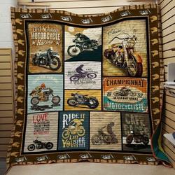 Motorcycle Old School Motorcycle Racing Quilt Blanket Great Customized Blanket Gifts For Birthday Christmas Thanksgiving and Home Decor