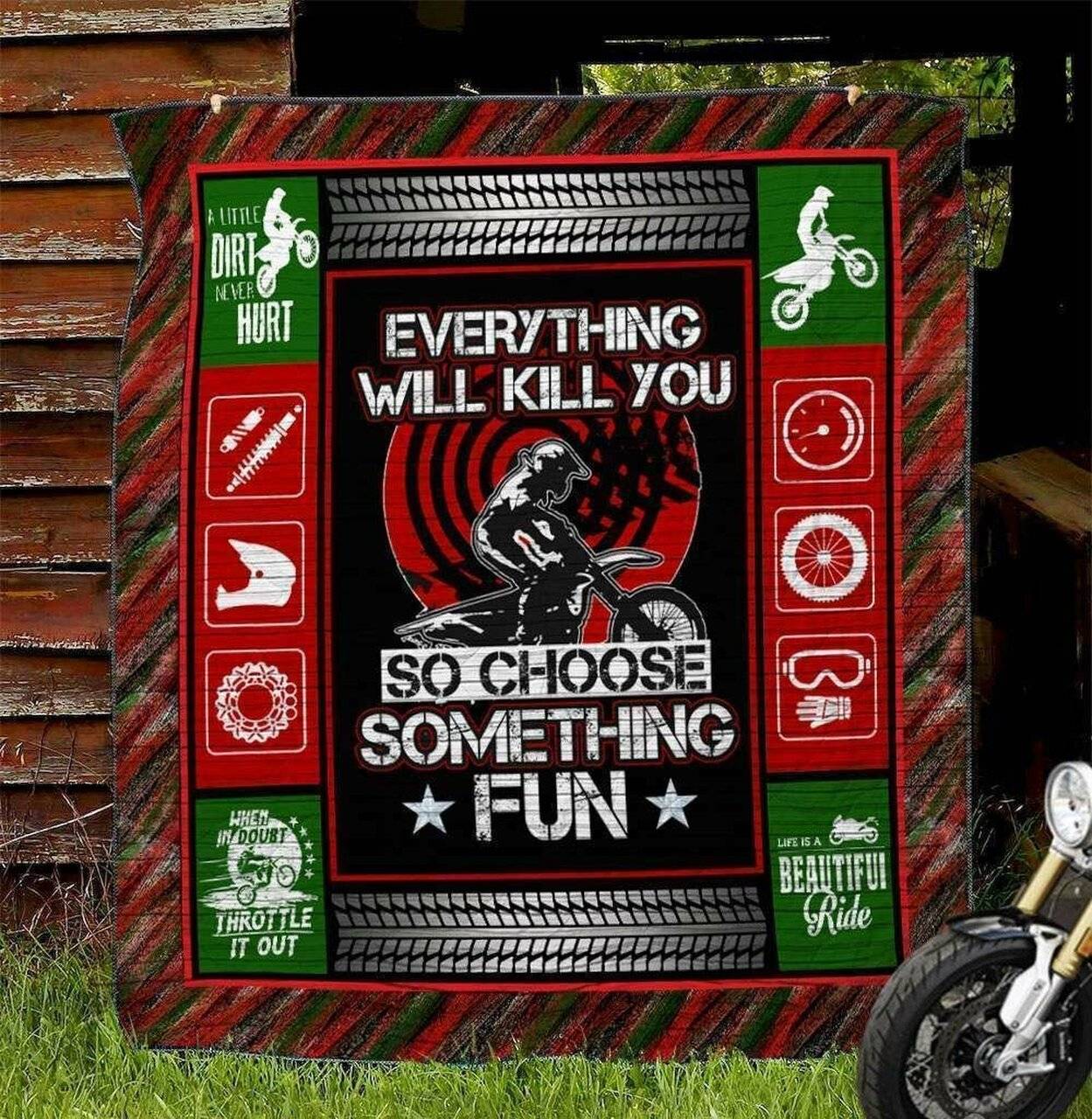 Motorcycle Tbg Hur Quilt Cysiqq and Home Decor