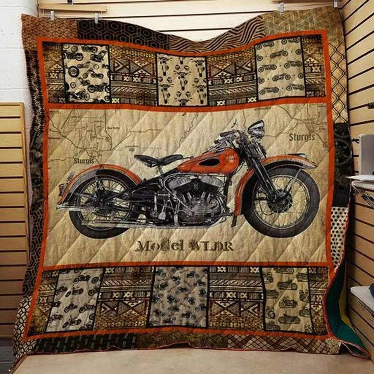 Motorcycles Washable Handmade Quilt 2611-03 and Home Decor