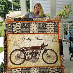 Motorcycles Washable Handmade Vintage Racer Quilt Blanket Great Customized Blanket Gifts For Birthday Christmas Thanksgiving and Home Decor