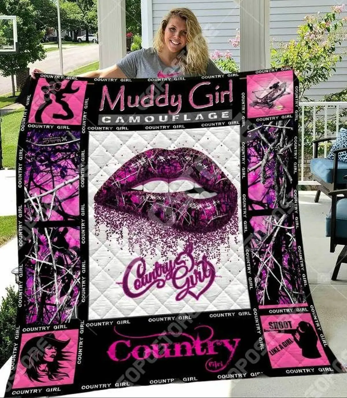 Muddy Country Girl Cl16110259Mdq Quilt Blanket and Home Decor