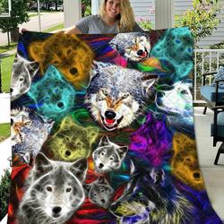 Multiple Colors Wolves Quilt Blanket Great Customized Blanket Gifts For Birthday Christmas Thanksgiving and Home Decor