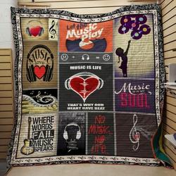 Music Let The Music Play Quilt Blanket Great Customized Gifts For Birthday Christmas Thanksgiving Perfect Gifts For Music Lover and Home Decor