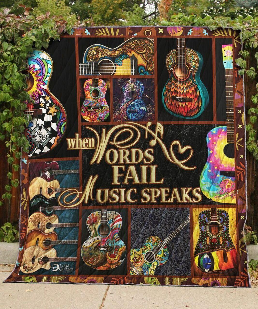 Music Words Fail, Music Speaks JFJ10241 3D Customized Quilt 2707 and Home Decor