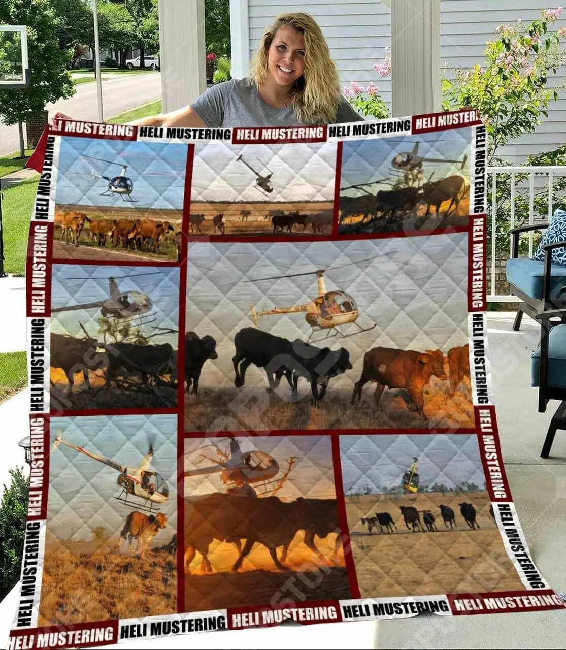 Mustering Helicopter Like 3D Personalized Customized Quilt Blanket 1125 and Home Decor