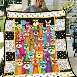 Mutiple Colorful Dogs Quilt Blanket Great Customized Blanket Gifts For Birthday Christmas Thanksgiving and Home Decor