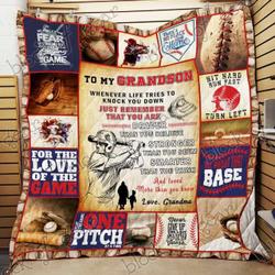 My Baseball Grandson Cl18100466Mdq Quilt Blanket and Home Decor