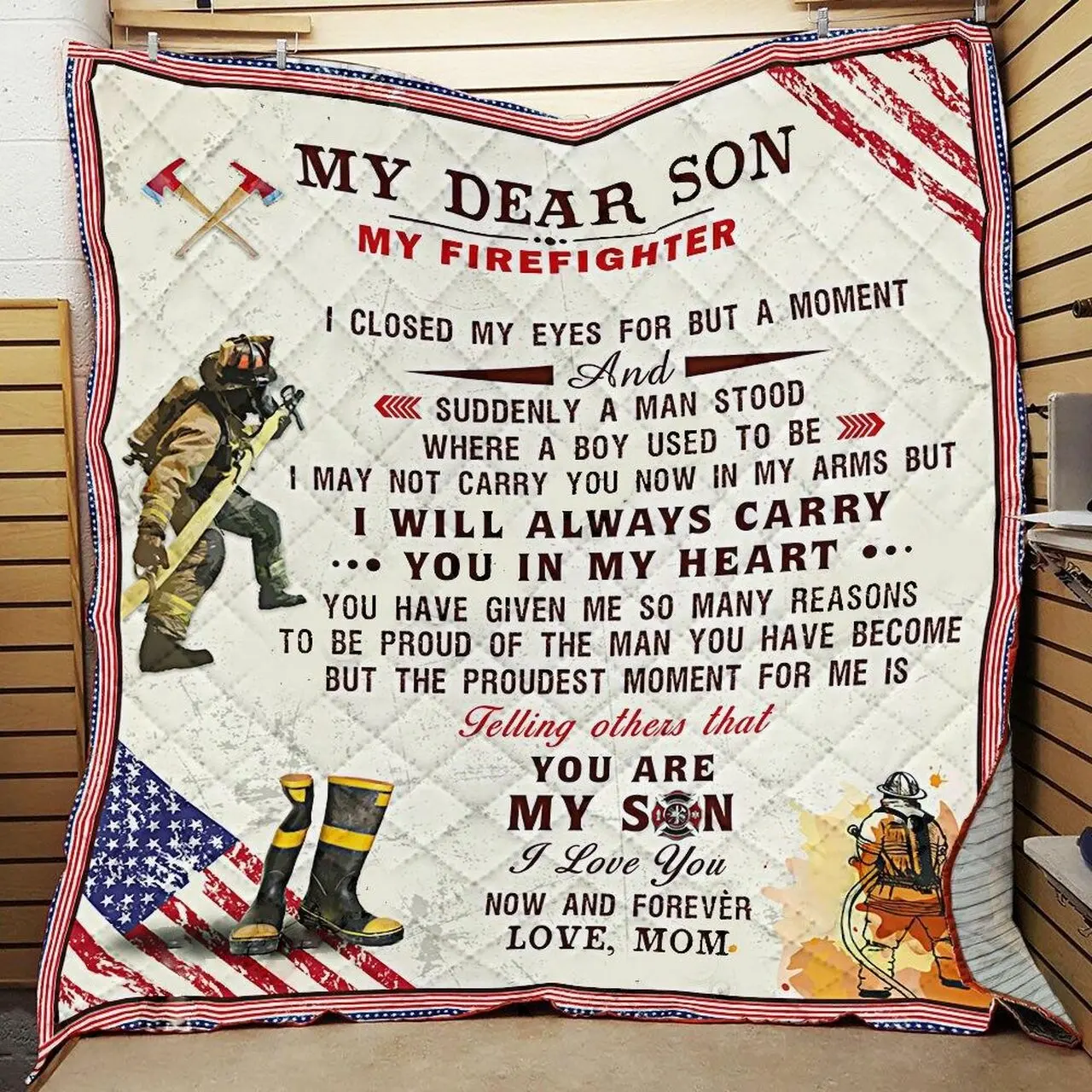 My Dear Son My Firefighter Jfj Quilt Khe and Home Decor