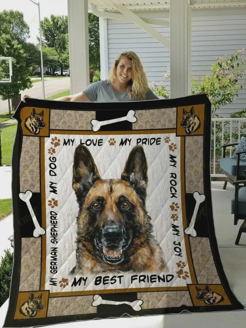 My Dog My Love My Pride My Rock My Joy My Best Friend My German Shepherd Quilt Blanket Great Customized Blanket Gifts For Birthday Christmas Thanksgiving and Home Decor