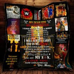 My Firefighter Son Cl22100372Mdq Quilt Blanket and Home Decor