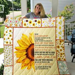 My Granddaughter I Love You Quilt Blanket and Home Decor