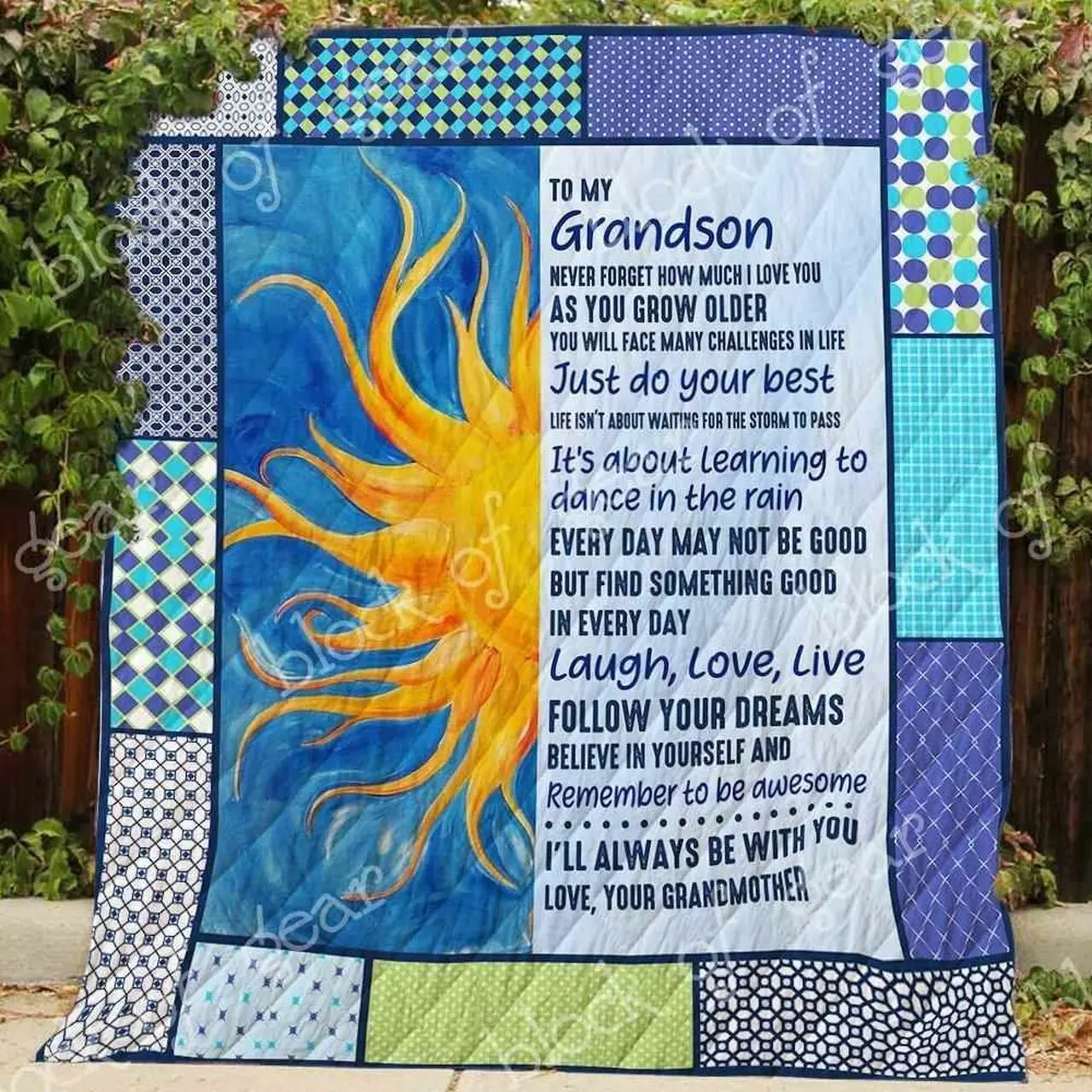 My Grandson I Love You Blanket Kc1807 Quilt and Home Decor