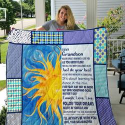 My Grandson I Love You Quilt Blanket and Home Decor