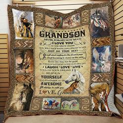 My Grandson Remember To Be Awesome Love Grandma Jfj Quilt Kdn and Home Decor