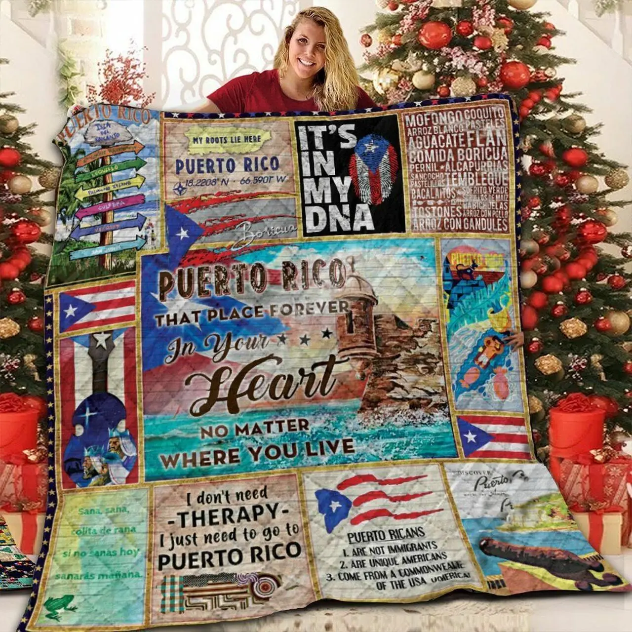 My Heart Is In Puerto Rico 3D Customized Quilt Love and Home Decor