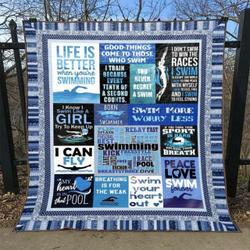 My Heart Is In That Pool Quilt Blanket No96  Quilt and Home Decor
