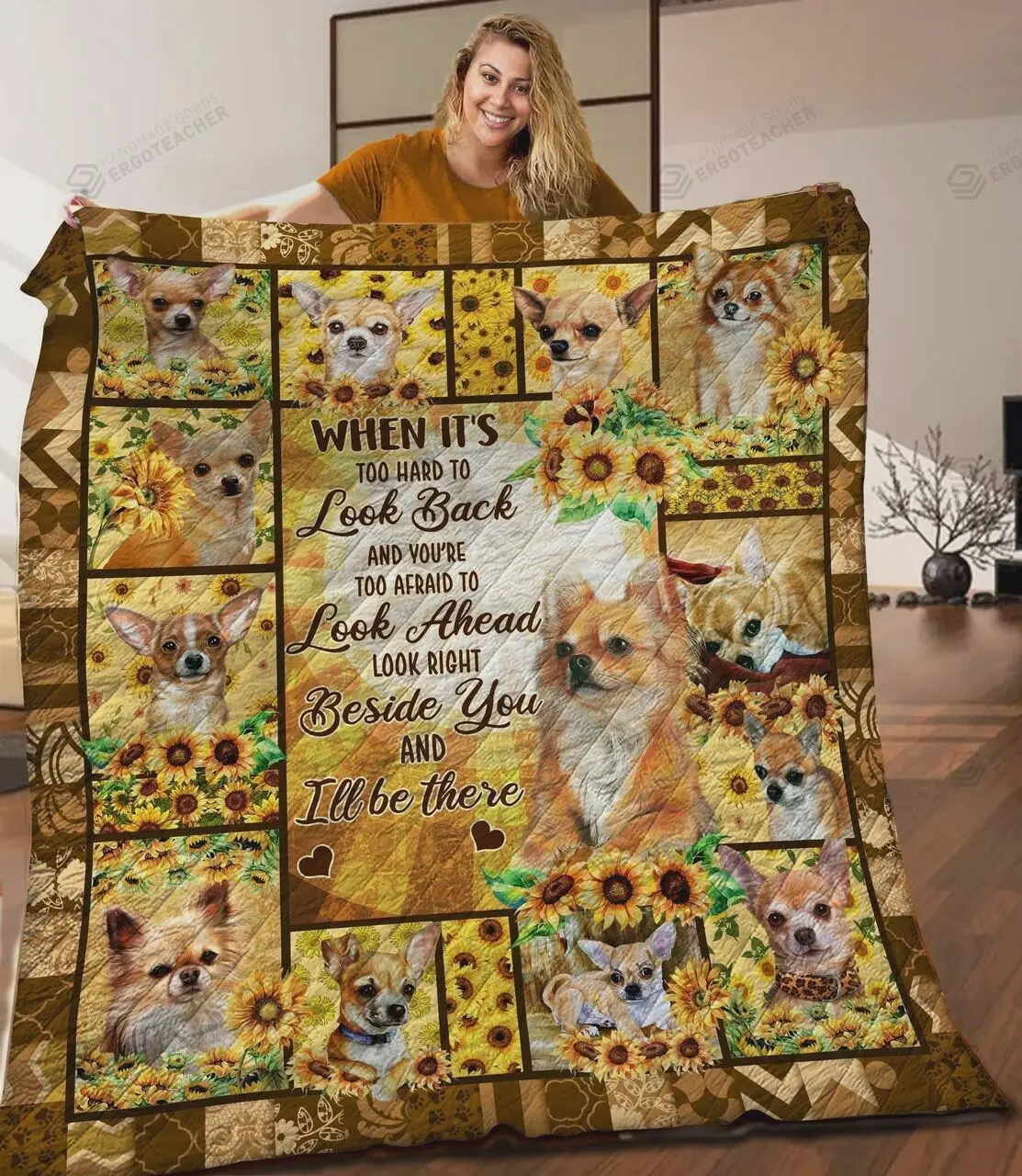 My Little Chihuahua Sunflower Quilt Blanket Great Customized Blanket Gifts For Birthday Christmas Thanksgiving Perfect Gifts For Chihuahua Lovers and Home Decor