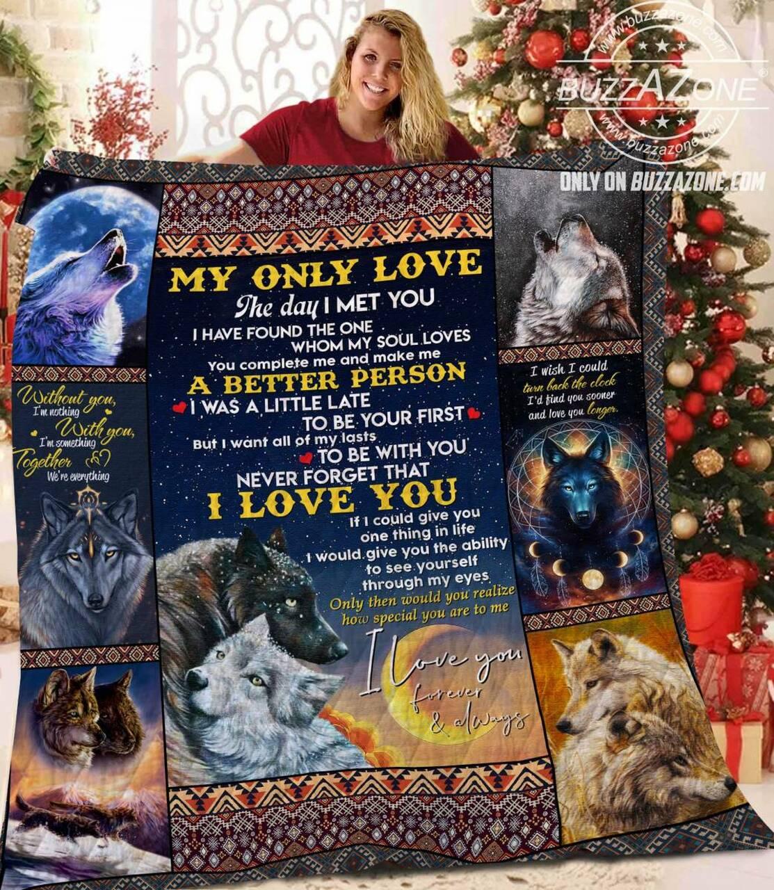 My Only Love Never Forget That I Love You Wolf Quilt Ko and Home Decor