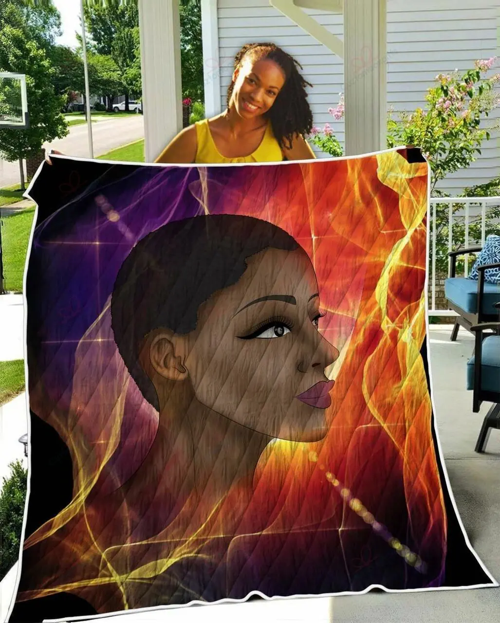 Mysterial Attractive Short Hair Black African Lady TH2309333CL Quilt Blanket and Home Decor
