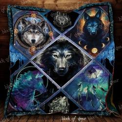 Mystic Wolf Cld170779 Quilt Blanket and Home Decor