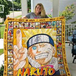 Naruto Uzumaki Clan Hidden Leaf Village Quilt Blanket Kurama Hokage Anime and Home Decor
