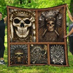Native American Skull Cla0710571Q Quilt Blanket and Home Decor