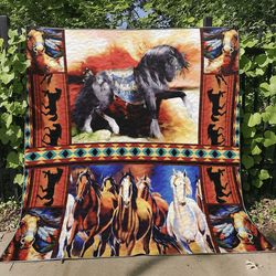 Native Black Horse V1 More 3D Customized Quilt and Home Decor