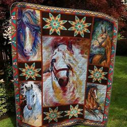 Native Horse Square Nis 3D Customized Quilt and Home Decor
