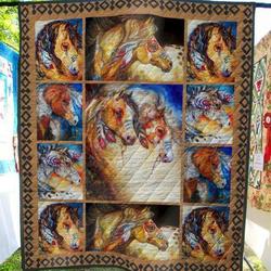 Native Horse Tribe 2 Quilt Blanket  Quilt and Home Decor