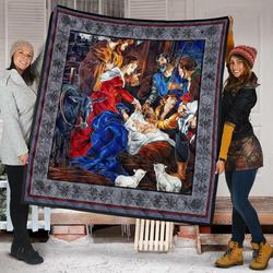 Nativity Christmas Scene Xmas Gift Idea Quilt and Home Decor