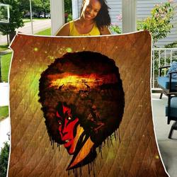 Natural Afro Hair Art TH2309340CL Quilt Blanket and Home Decor