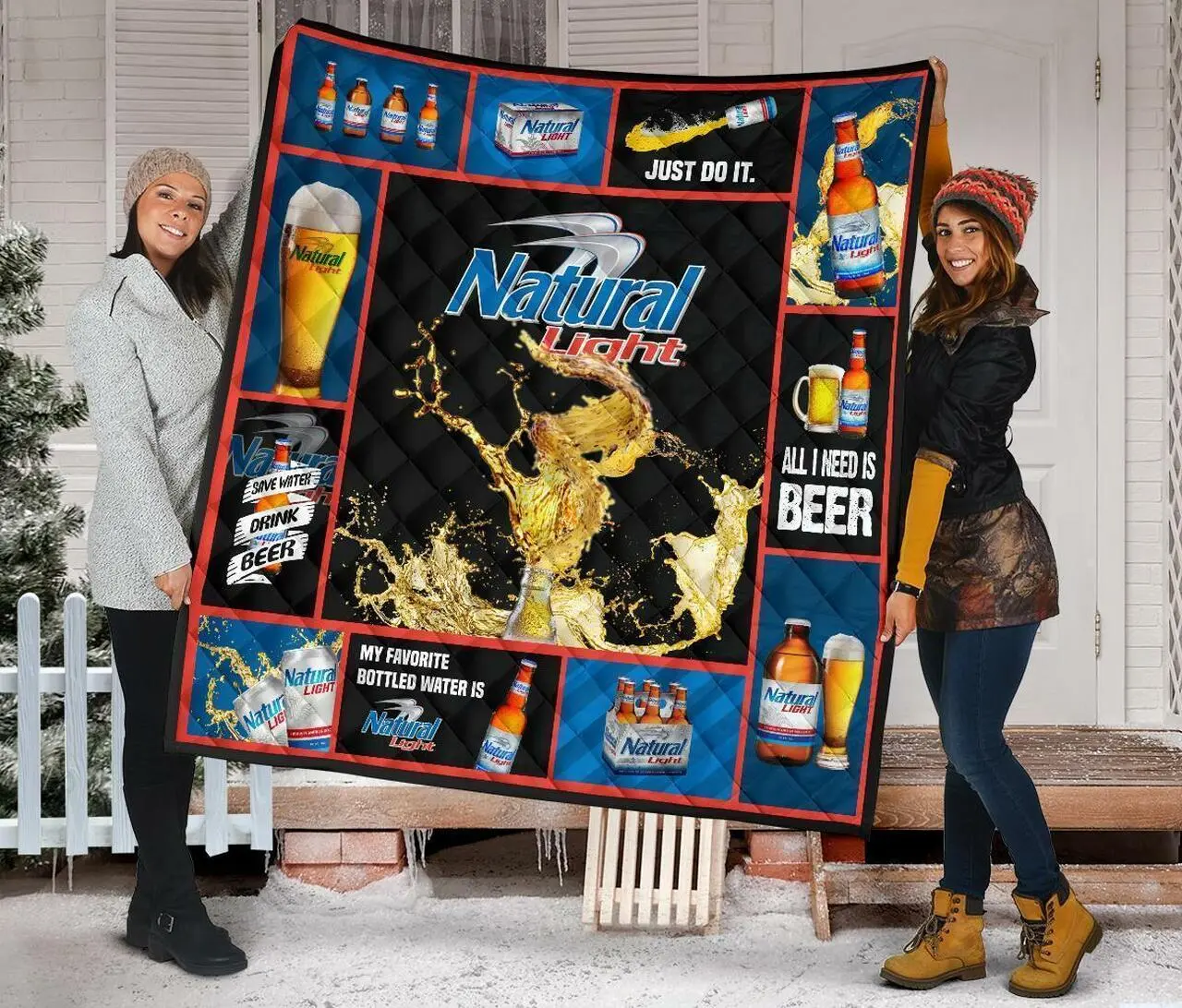 Natural Light All I Need Is Beer Gift Idea Quilt and Home Decor