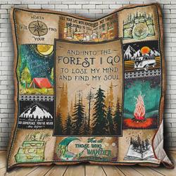 Nature Lovers And Into The Forest I Go To Lose My Mind And Find My Soul Quilt Blanket Great Customized Blanket Gifts For Birthday Christmas Thanksgiving and Home Decor