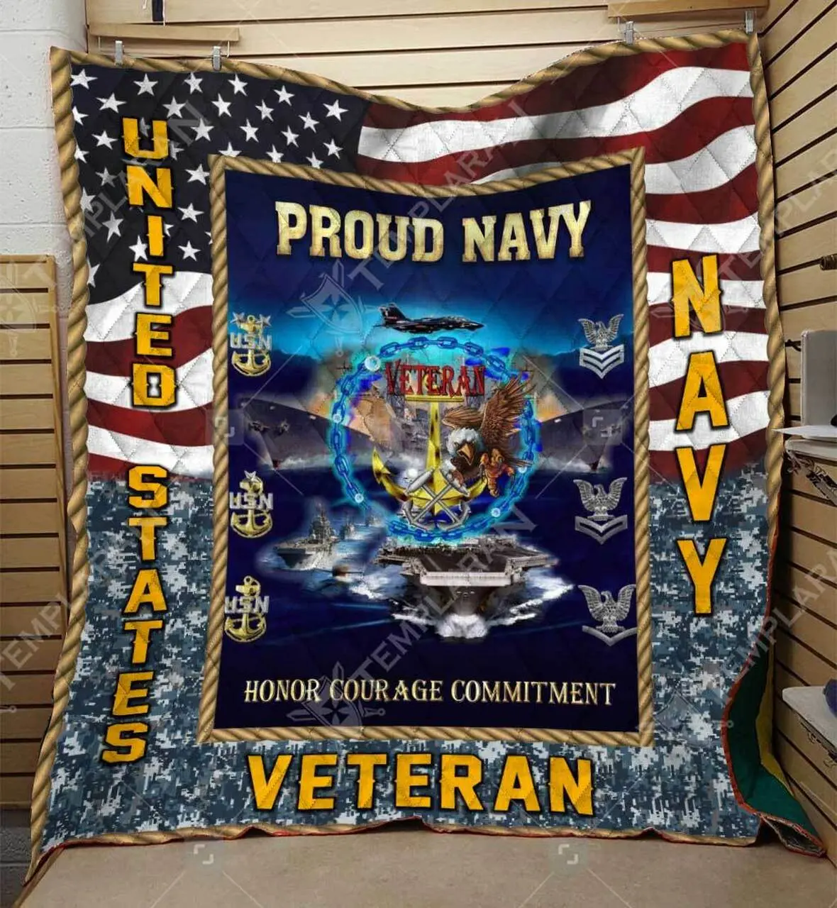 Navy Veteran Blanket Htt-Qct00013 Quilt and Home Decor