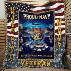 Navy Veteran Blanket  Htt-Qct00013  Quilt and Home Decor