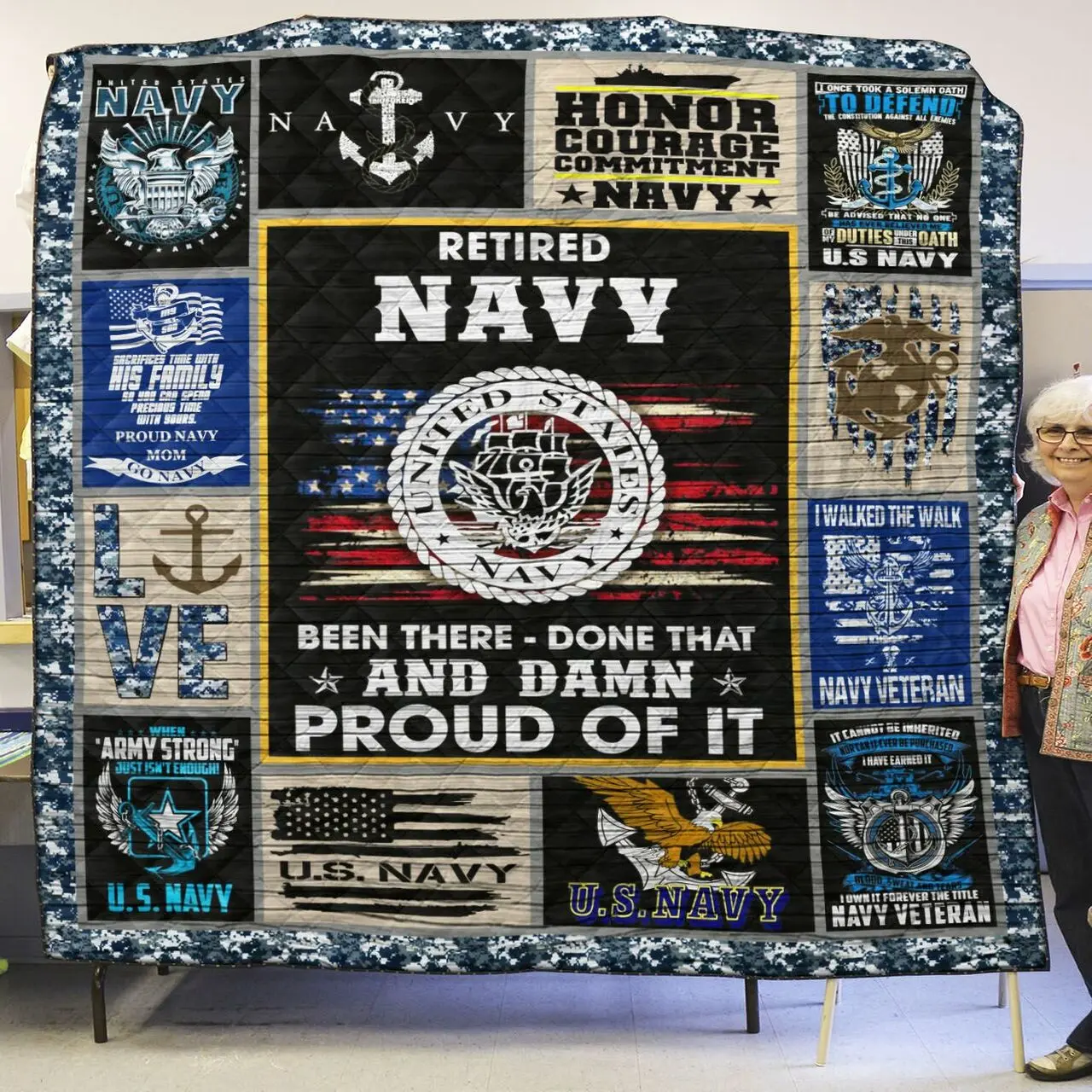Navy Veteran Na 3D Personalized Customized Quilt Blanket 520 and Home Decor