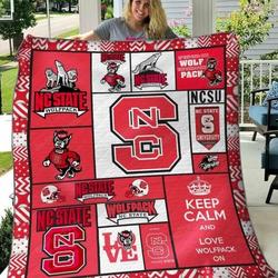 Nc State Wolfpack Ver2 Quilt Blanket Fan Made and Home Decor