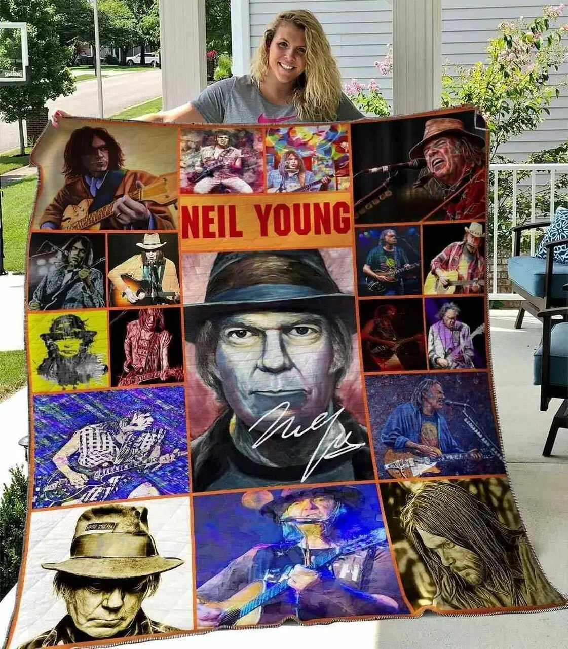 Neil Young Ver4 Blanket Th1507 Quilt and Home Decor