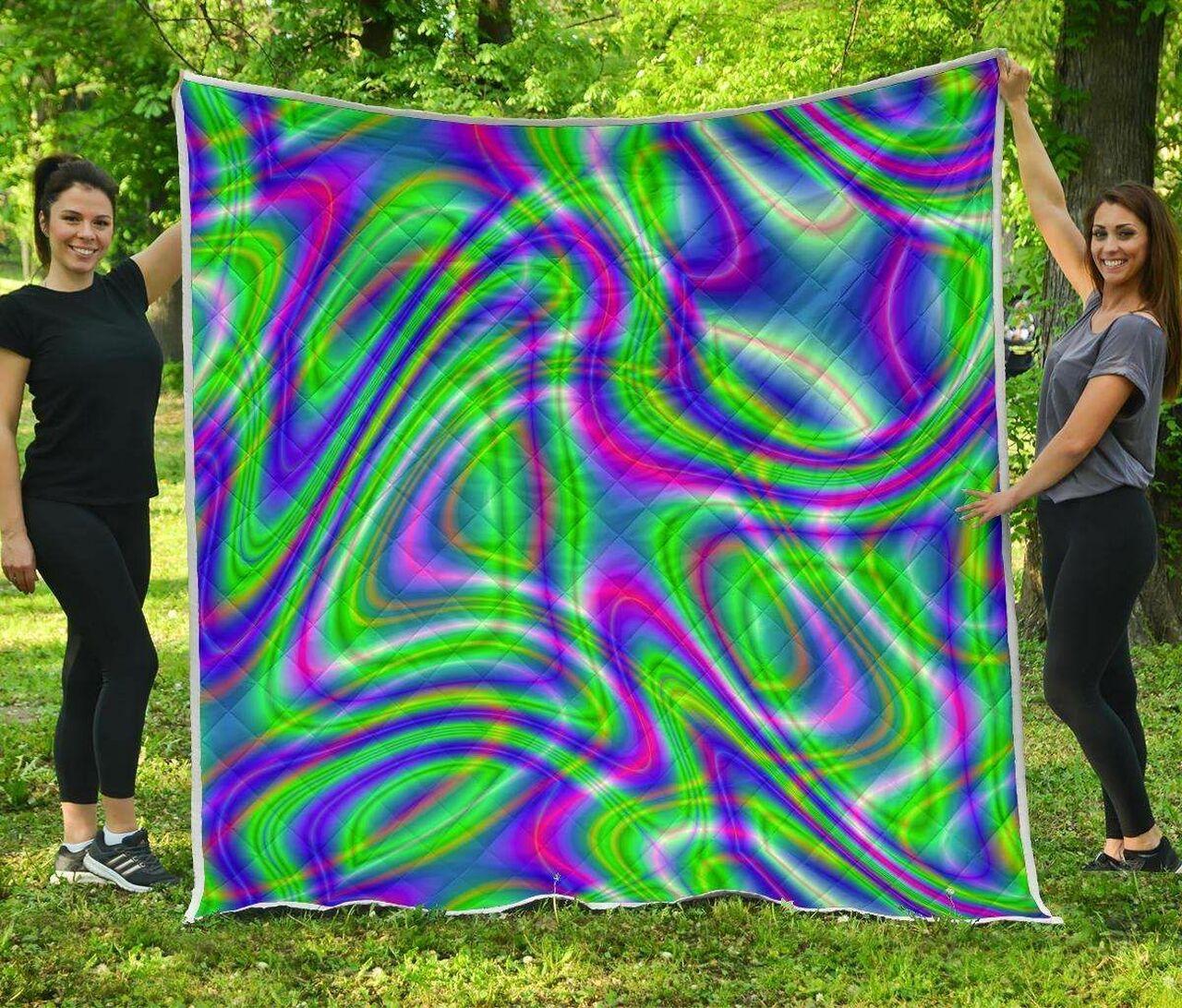 Neon Green Psychedelic Trippy Cl17100388Mdq Quilt Blanket and Home Decor