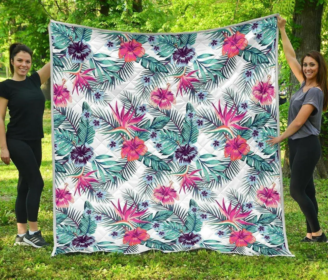 Neon Hibiscus Tropical Cl17100389Mdq Quilt Blanket and Home Decor