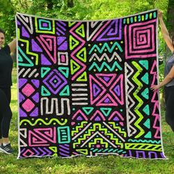 Neon Native Aztec HUR8984 3D Customized Quilt 2307 and Home Decor