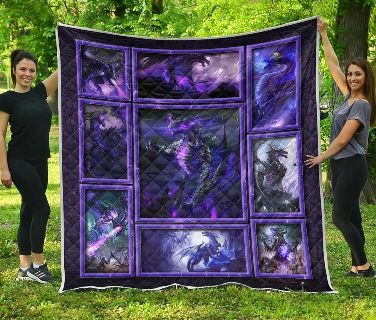 Neutral Evil Purple Dragon Purple Black Quilt Blanket Great Customized Blanket Gifts For Birthday Christmas Thanksgiving and Home Decor