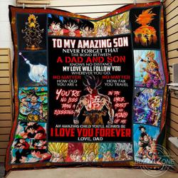 Never Forget That The Bond Between A Dad And Son Dragon Ball Bt Quilt and Home Decor