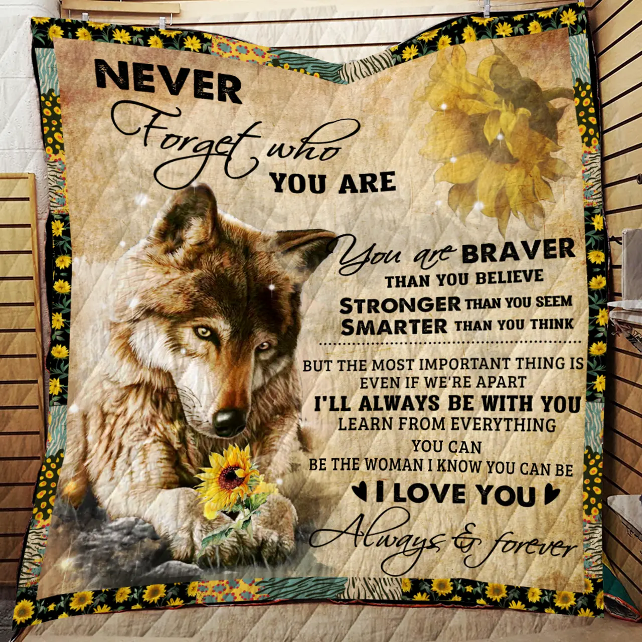 Never Forget Who You Are Wolf Quilt Vv and Home Decor