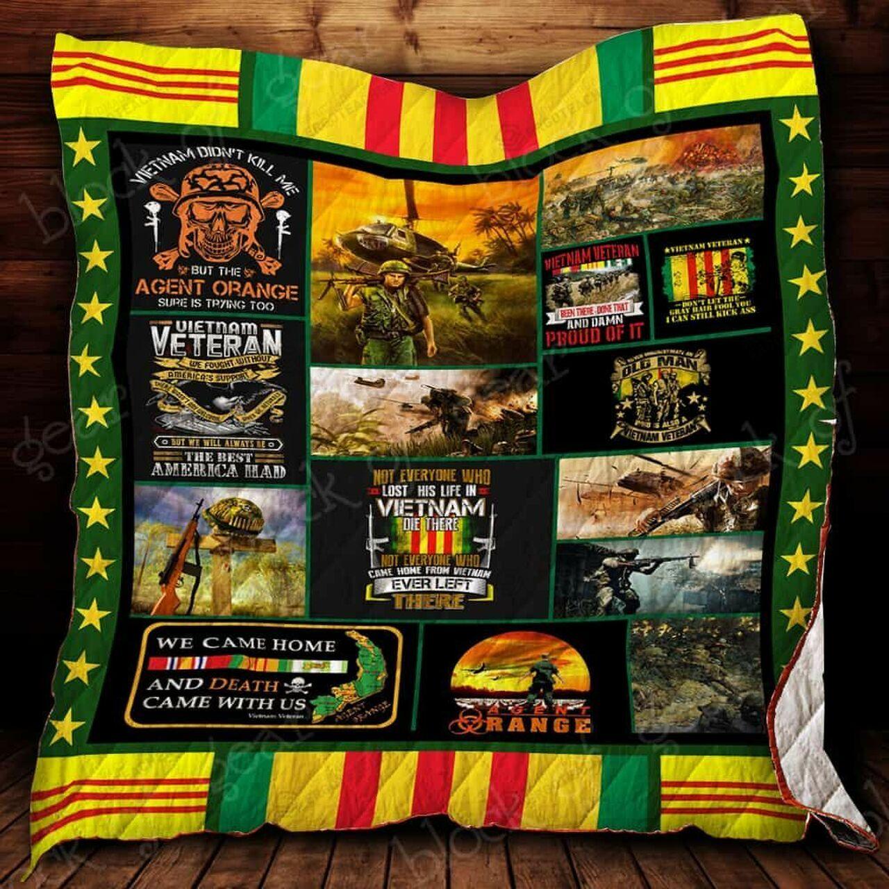 Never Underestimate An Old Man Who Is Also A Vietnam Veteran Quilt Blanket Great Customized Blanket Gifts For Birthday Christmas Thanksgiving and Home Decor