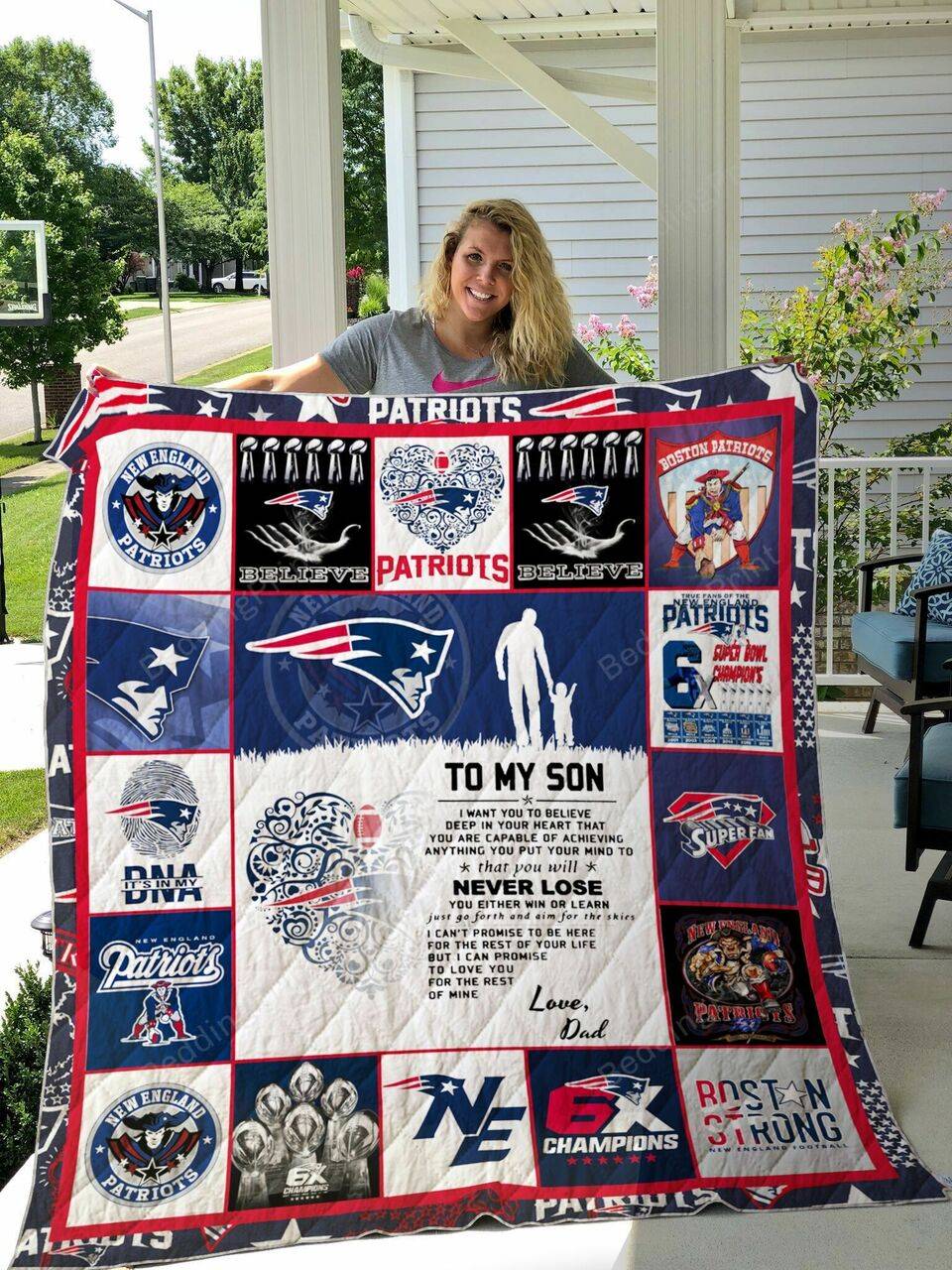 New England Patriots Custom Quilt Blanket 04 and Home Decor
