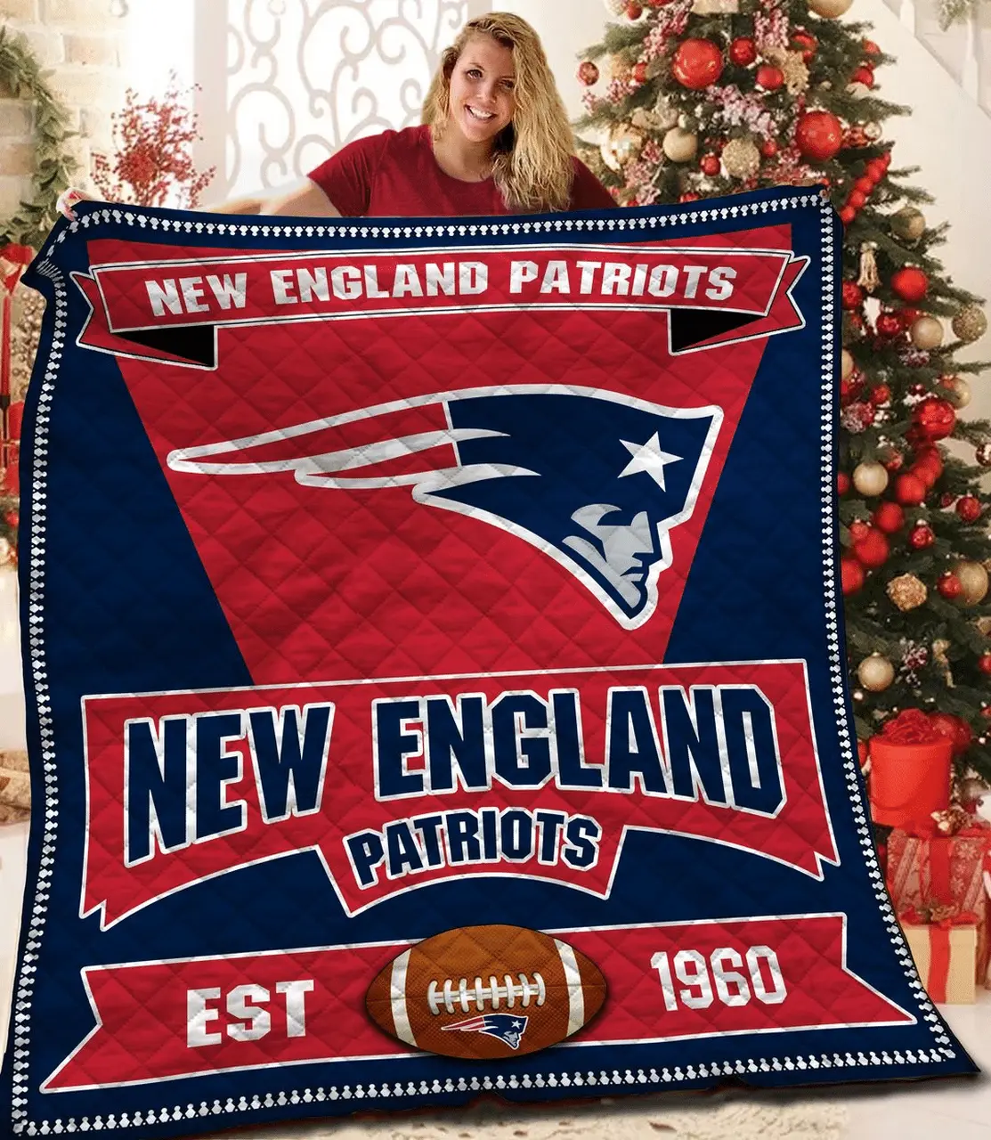 New England Patriots Est 1960 Quilt Blanket Bs902 and Home Decor