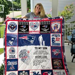 New England Patriots Love Mom Dad Custom Quilt and Home Decor